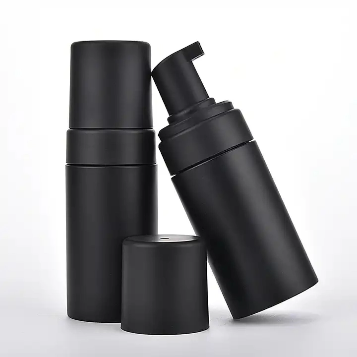 New 100ml 150ml 200ml Pet Matte Surface Face Cleanser Liquid Plastic Foam Soap Cosmetic Skincare Bottle Black White Foam Bottle