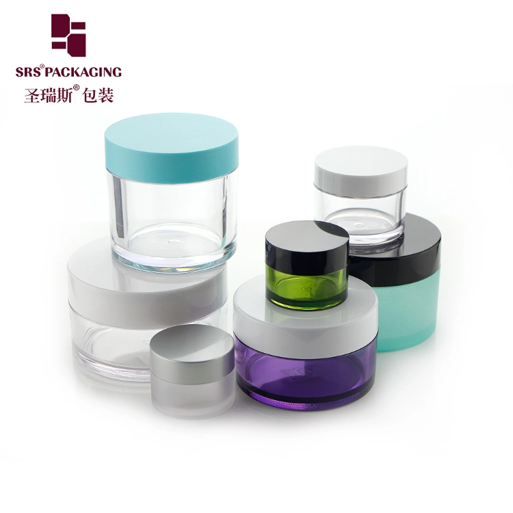 SRS Cosmetic Packaging Eco Friendly 3g 5g 10g 15g 30g 50g 80g 100g 150g Gold Clear AS PETG PET Food Grade Skincare Facemask Cream Nail Hair Plastic Jar