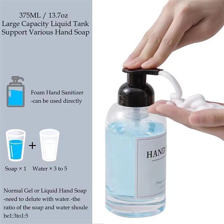 250ml 350ml New Design Frosted Luxury Glass Foaming Hand Soap Shampoo Bottle